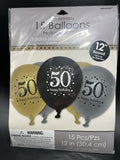 Sparkling Celebration 50 Latex Balloons~50th Birthday Party Latex Balloons 15ct