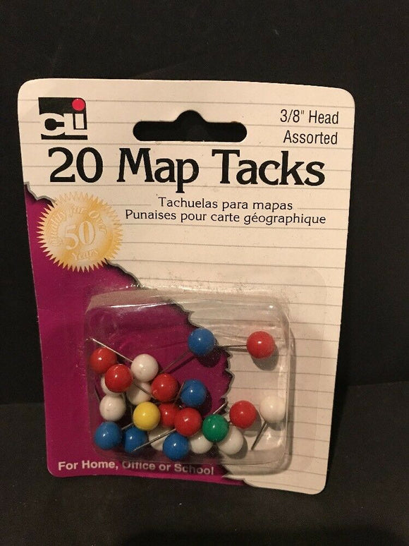Map Tacks Pack Of 20 3/8