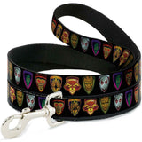 Buckle Down DOG LEASH - GUARDIANS OFTHE GALAXY BADGE/5-CHARACTER ICON 1" Wide 4'
