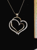 All About Double Heart Gold/CZ Pendant Adjustable Chain NEW