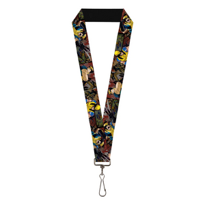 MARVEL X-MEN Lanyard - 1.0" - Wolverine 3-Action Poses Comic Scene Block-WXM029