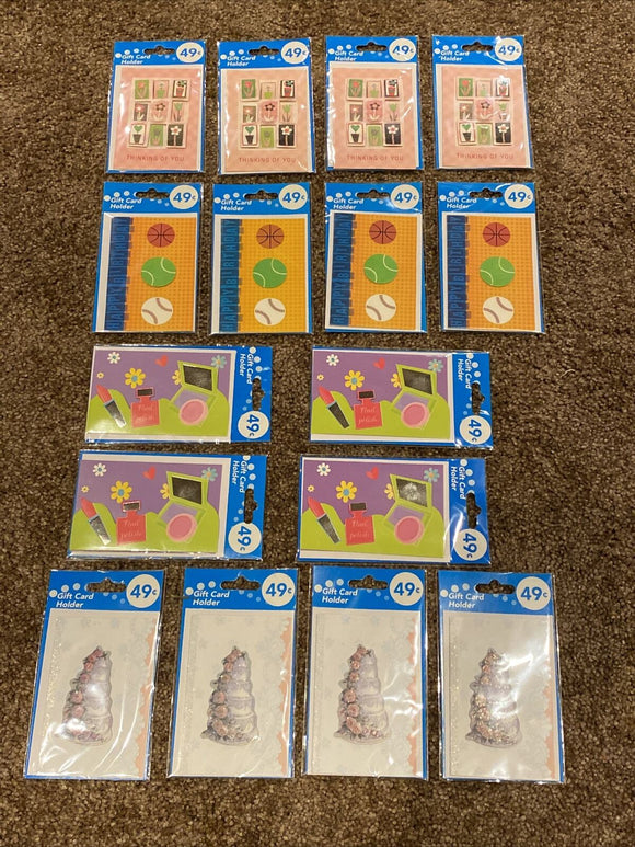 16 Assorted Gift Card Card Holders NEW