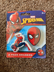 Marvel Spider-Man 2-Pack Erasers Pencil Toppers NEW