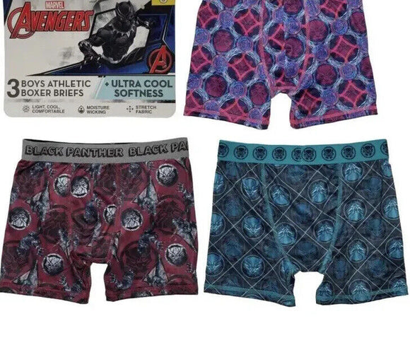 Marvel Black Panther  3Pc Ultra Cool Soft Athletic Boxer Briefs Boy Size 10