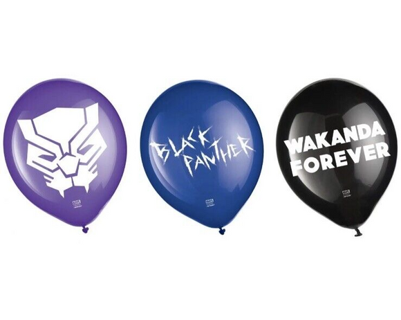 BLACK PANTHER 'Wakanda Forever' LATEX BALLOONS (6)~Helium Party