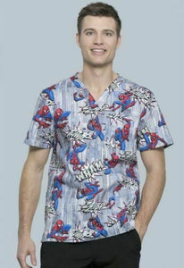 Spiderman Cherokee Scrubs Tooniforms Marvel Mens V Neck Top TF740 XS