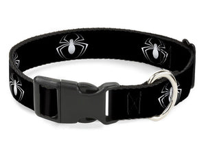 Buckle Down Plastic Clip Spider Logo 3 1” Dog Collar Size Large 15”-26"