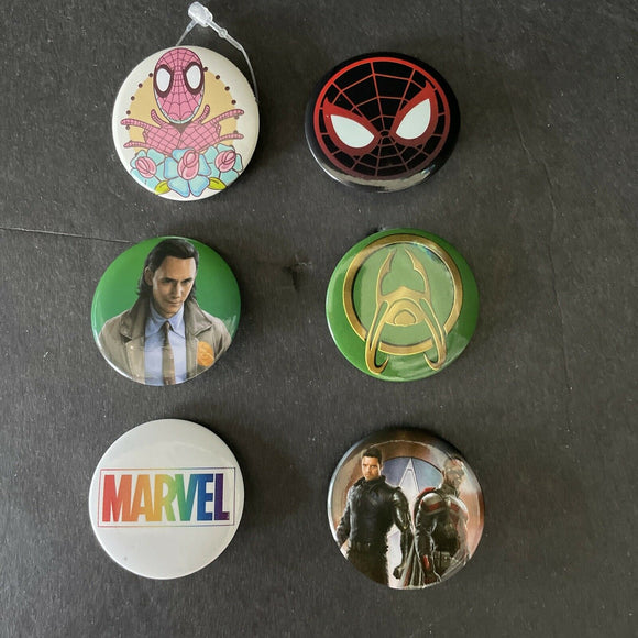 Marvel Assorted 1.25” Button Pins Set or 6