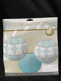 Religious Printed Paper Lanterns - Blue 3/pkg.