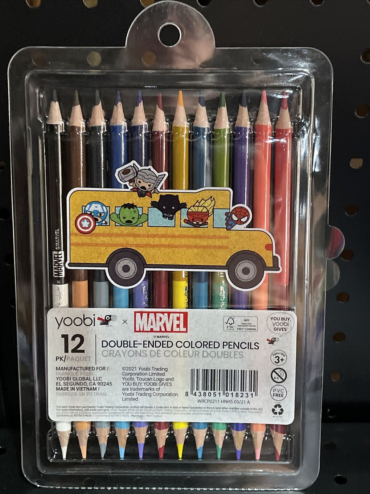 Yoobi Marvel Colored Pencils Set of 12 Double-Ended Colored