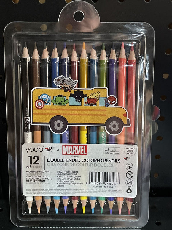 Yoobi Marvel Colored Pencils Set of 12 Double-Ended Colored Pencils School Supply
