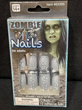 Zombie Costume Nails - Fake Press On - Grey Crackle - Walking Dead