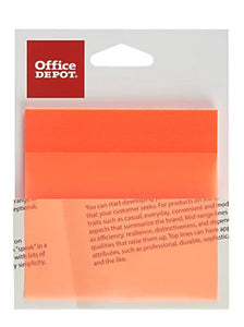 Office DepotSelf-Stick CLEAR Notes TRANSLUCENT ORANGE -50 notes per pack 3" x 3"