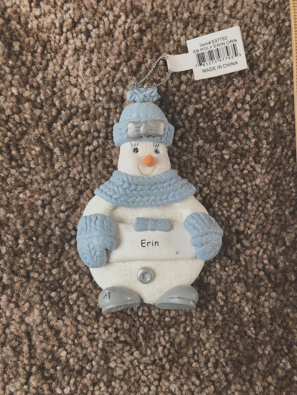 Snow Buddies Erin Personalized Snowman Ornament NEW