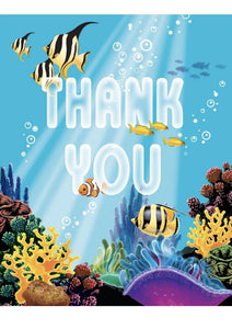 Sea Life Thank You Cards Dolphin Turtle Fish Birthday Party Decoration Supply