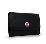 Buckle Down Fold Over Black Wallet Captain America Shield Metal Emblem