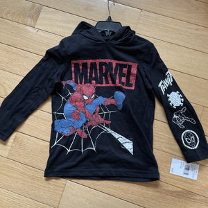 Spiderman Long Sleeve Hooded Tshirt Kids Sz 5