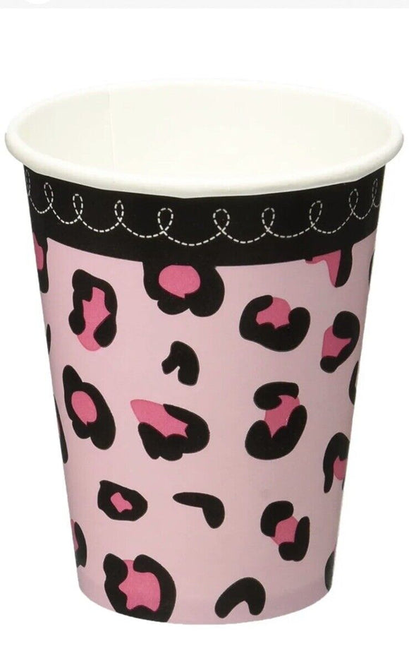 Sweet Safari Girl Jungle Animal Pink Baby Shower Party 9 oz. Paper Cups Hot/Cold