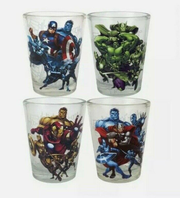 New Marvel Avengers Shot Glasses- Glassware Set of Four