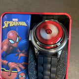 Spiderman Spinner Flip Cover LCD Youth Watch  Blk Band In Collectable Box