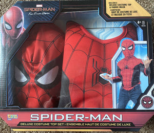 Spider-Man Red/Black Far From Home Youth Deluxe Costume Top Set & Mask Sz (4-6)