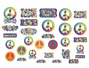 Groovy 60's Theme Party Psychedelic Cutout Decorations - 30 Pieces