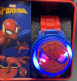 Marvel Spiderman Spinner Light Up Flip Cover LCD Youth Watch W/ Red Band