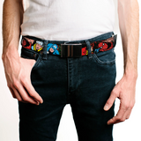 Black Buckle Web Belt - 5-Marvel Characters Black Webbing- WAV002