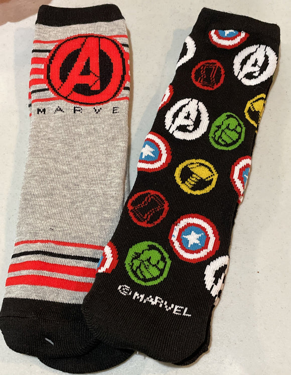 Marvel Avengers Youth Cabin Socks 2 Pairs Size 9-11