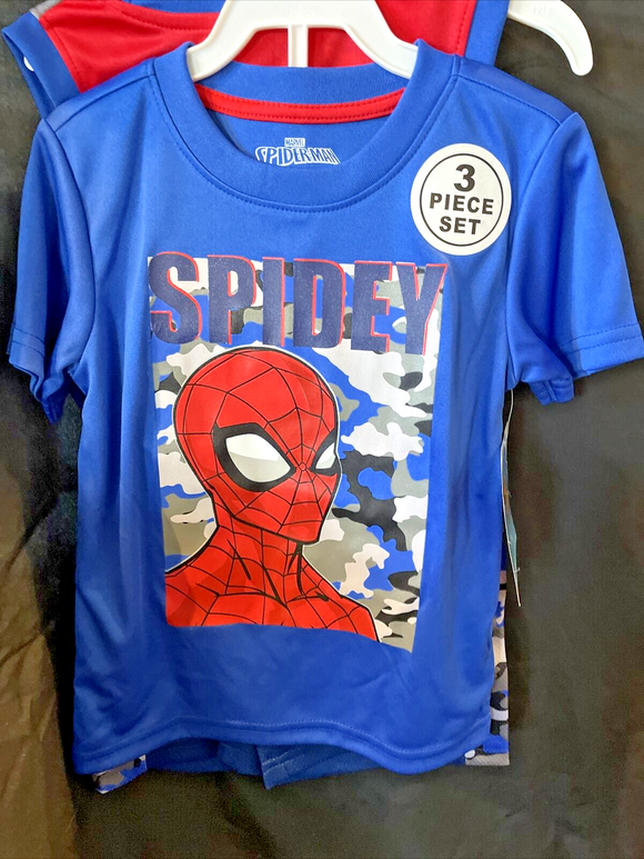 Marvel Spiderman Camouflage 3pc Set Shorts, Tshirt & Tank Top Size 3T