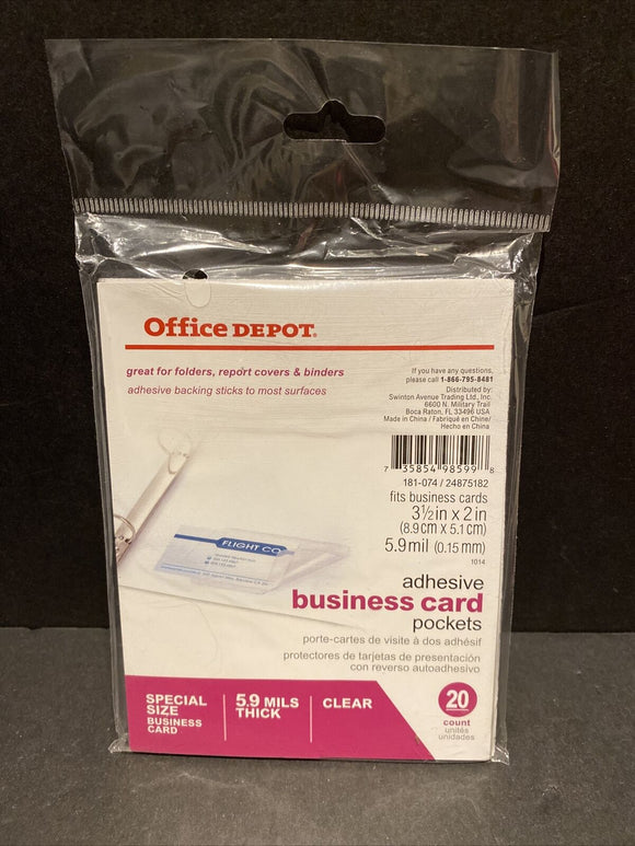 Office Depot Brand Adhesive Business Card Pockets Pack Of 20