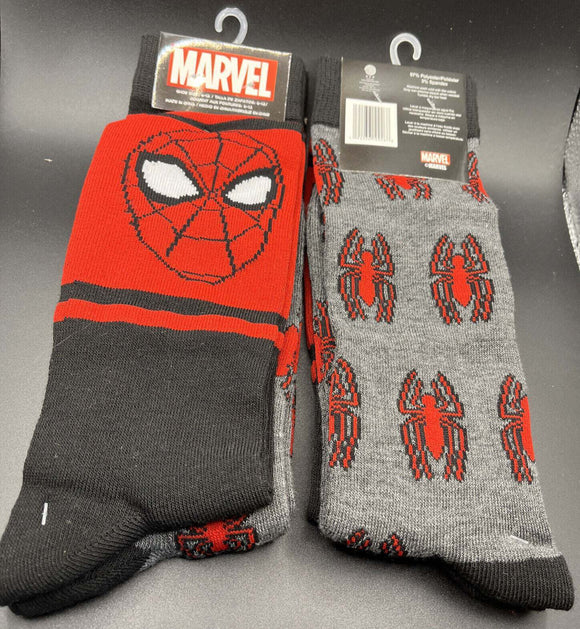 Hyp Marvel Spiderman Men's Crew Socks 2 Pair Pack Shoe Size 6-12