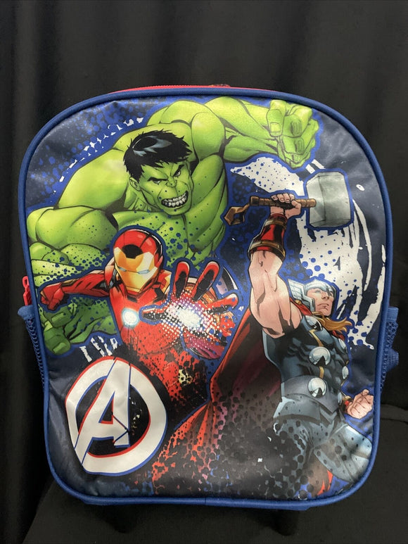 Marvel Avengers Small Rolling Back Pack Retractable Handle & Zipper Compartment