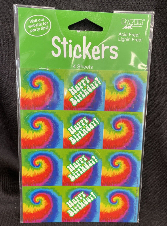 Tie Dye Fun Groovy Party supplies Stickers  4 sheets each