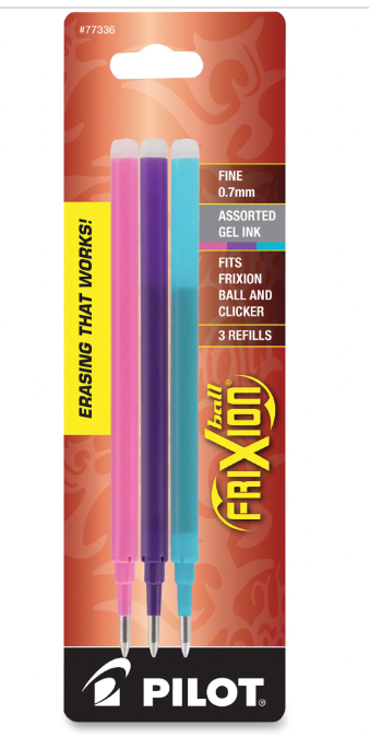 PILOT FriXion Gel Ink Refills for Erasable Pens, Fine Point 3-Pack (77336)