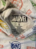 Marvel Kids Avenger Super Hero Heather Grey Hooded Sweatshirt Sz 5