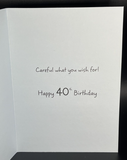 Wish My Wife Were 20 Years Younger Humorous 40th Birthday Greeting Card w/Envelo