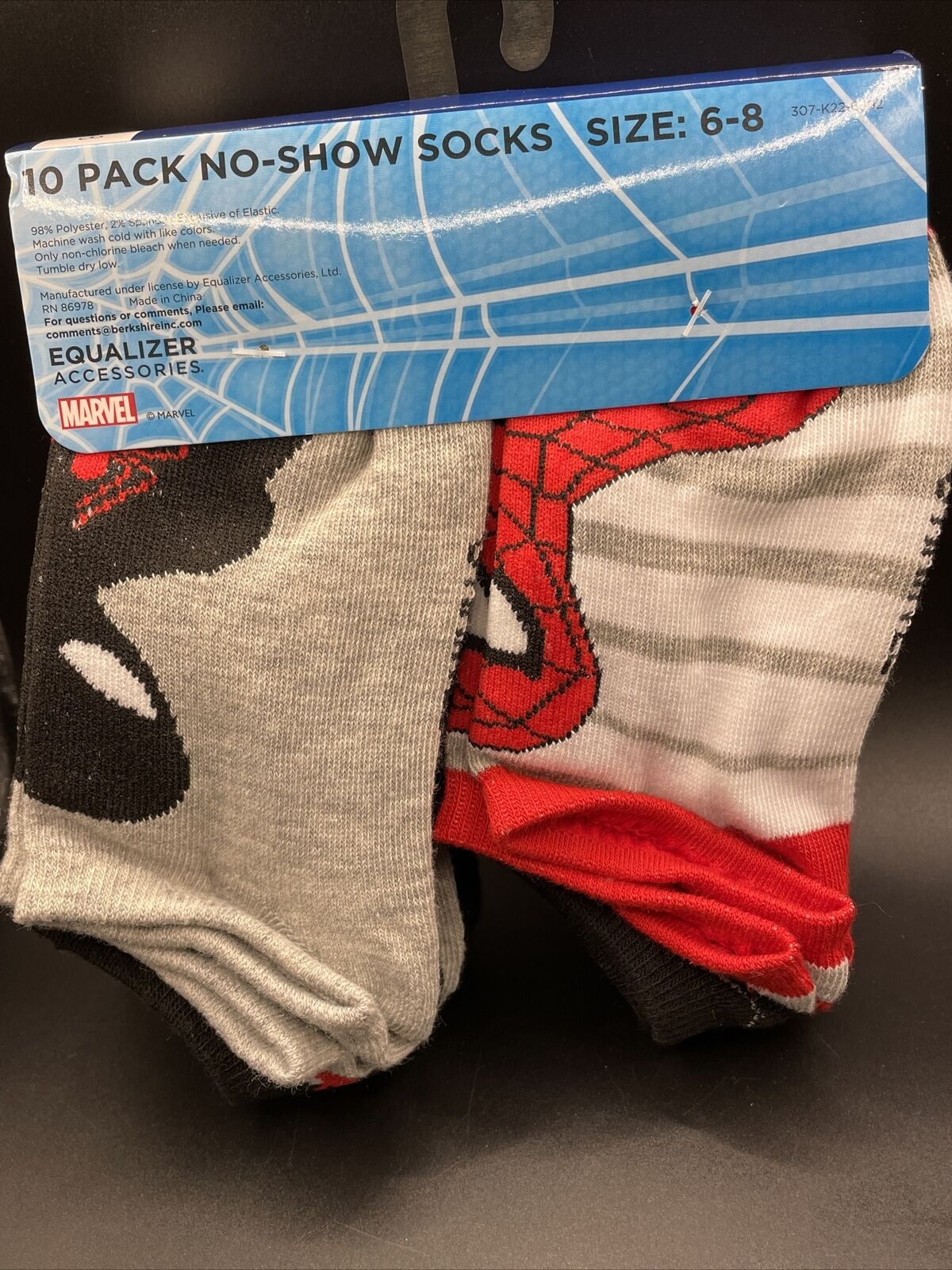 Marvel Spiderman Kids No Show Spiderman Socks 10 Pack Size 6-8