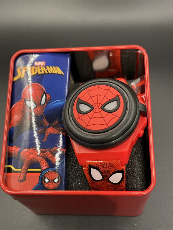 Spiderman Youth LCD Watch Light Up Face That Flips up to LCD Display Red Band