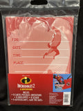 Incredibles 2 Disney Pixar Movie Kids 8 Birthday Party Invitations w/Envelopes