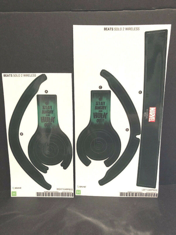 Marvel Stay Angry and Hulk Out Beats Solo 2 Wireless Skinit Skin NEW