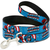Buckle Down DOG LEASH - CAPTAIN AMERICA W/ACTION POSE 1" Wide 4'