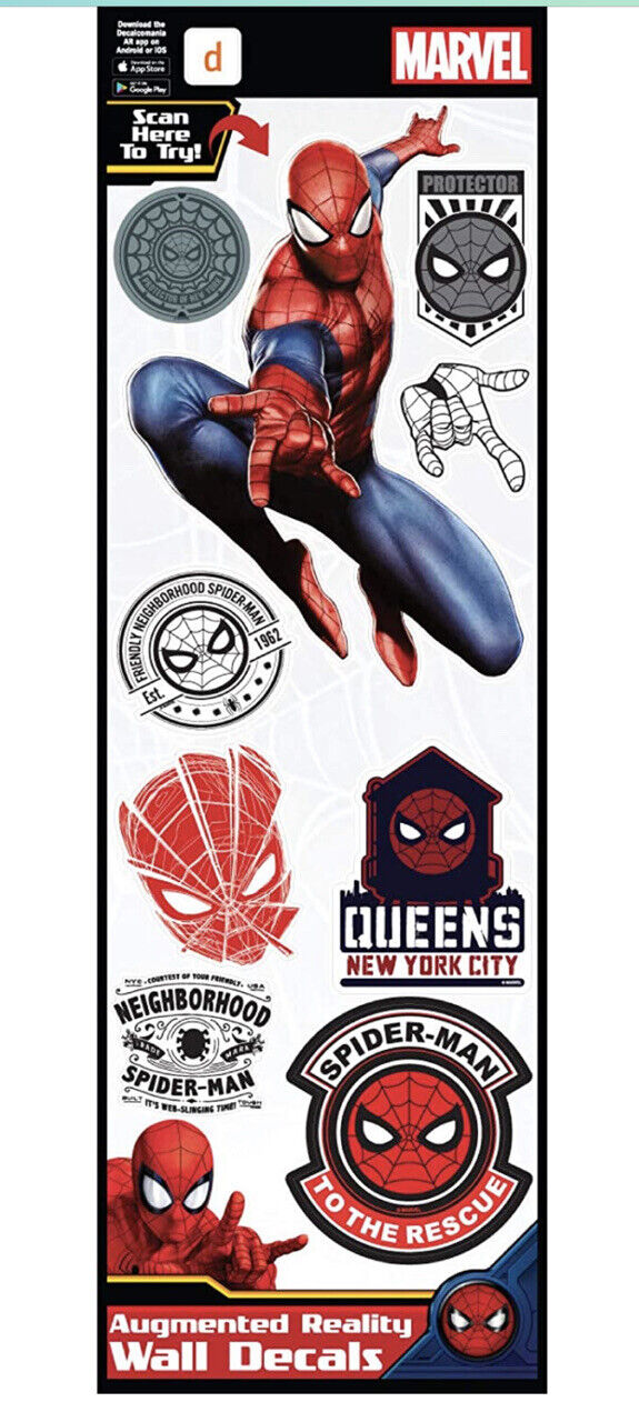 Spiderman Augmented Reality Decals Peel & Stick 9 Vinyl Stickers