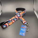 Buckle Down 1” Lanyard Marvel Captain America Face Turns Shield