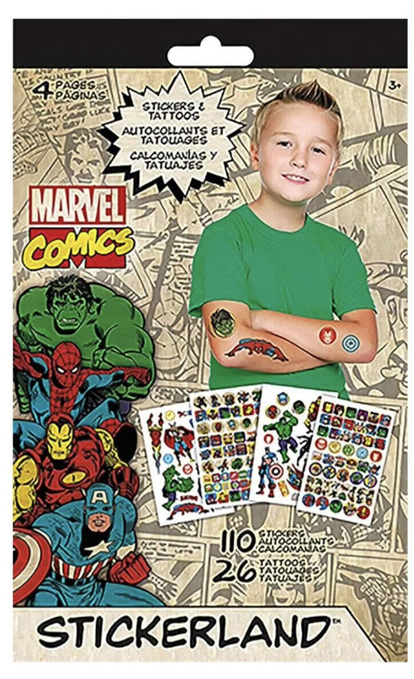 Marvel Comics Stickers & Tattoos, (110 Stickers & 26 Tattoos), Ages 3+