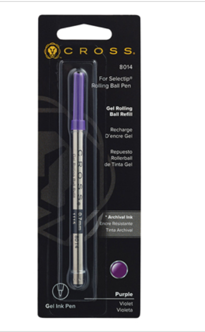 Cross 8014 Gel Rolling Ball Slim Ink Refill for Selectip Pens Medium Purple