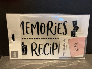 Vinyl Art Decal - 'Recipe' - 4" x 6"  Memories Recipes Photos Let's Cook!