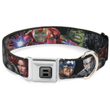 Marvel AVENGERS Block Logo Full Color Black/White Seatbelt Buckle Collar - Large WAV076
