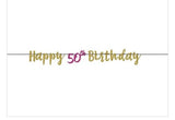 50th Pink/Gold Glitter - 12’Letter Banner