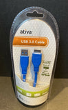 ATIVA Micro USB-A to MICRO-B USB 3.0 6 FT CABLE - Item # 482-002